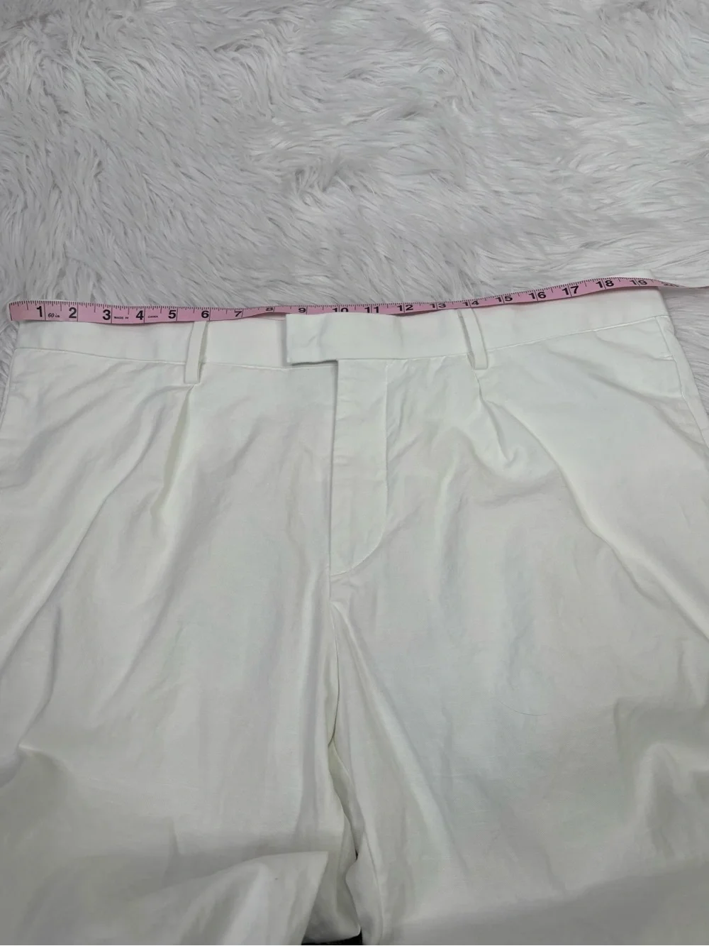 H&M Men’s Regular Fit White Cuffed Trousers Pants Size 38 Pleated 39x28” Slacks